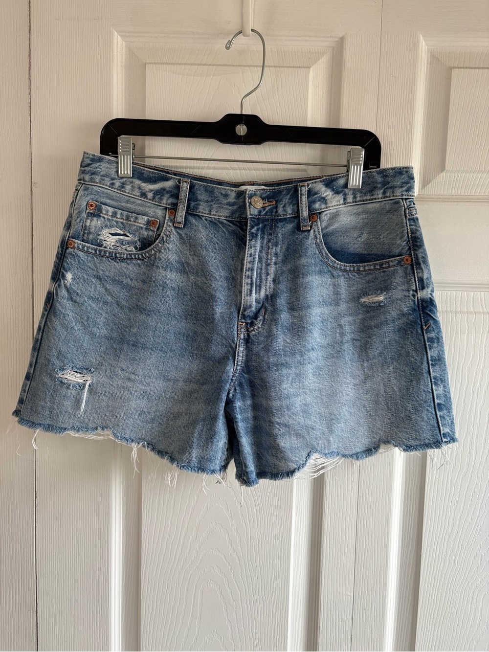 Daze HighRise Shorts Light Blue Distressed Fringe Grunge Cowgirl 28 Western Boho